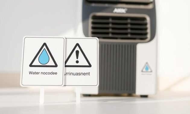 Portable AC Water Drainage Warning Signs Portable AC Water Drainage Warning Signs